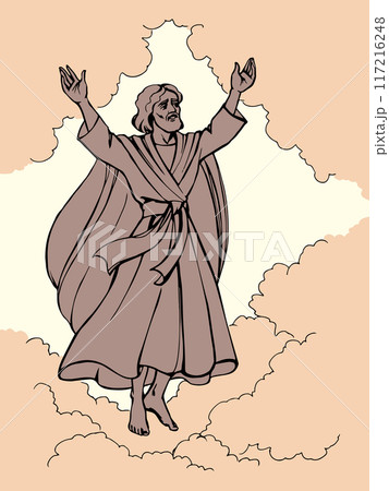 Vector drawing. Jesus ascends into heaven 117216248