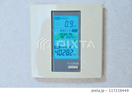 太陽光発電・ソーラー発電・モニター　ソーラーパネル　再生可能エネルギー　 117216449