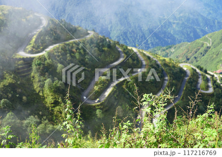 Background of Silk Route Zig Zag Road Sikkim 117216769