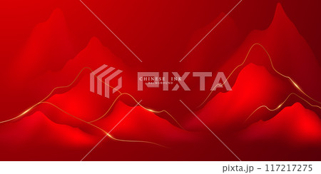 Modern design vector illustration of beautiful Chinese ink landscape painting. 117217275