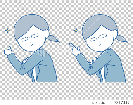 A set of female employees wearing cool glasses (blue) 117217337