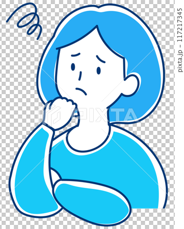 困っている人　女性のイラスト 117217345