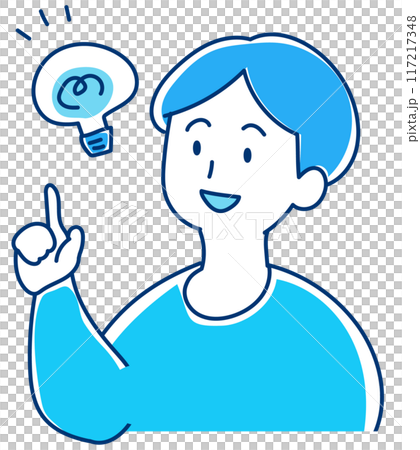 ひらめいて指をさす人　男性のイラスト 117217348