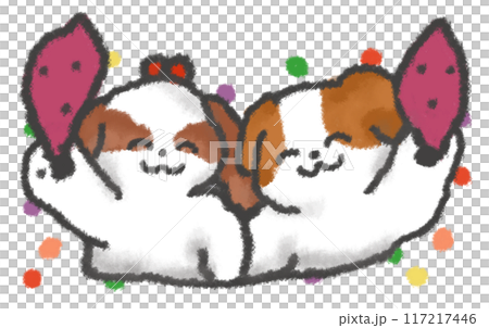 西施犬手裡拿著一個地瓜 117217446