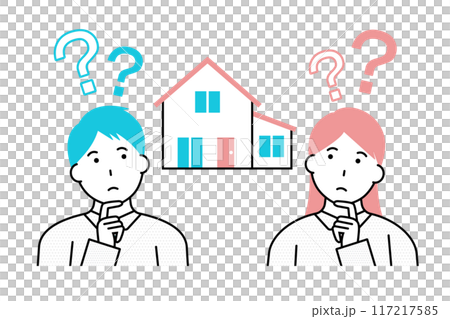 A young couple with questions about their home 117217585