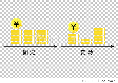 固定金利と変動金利の支払いイメージイラスト 固定金利と変動金利の支払いイメージイラスト 117217587