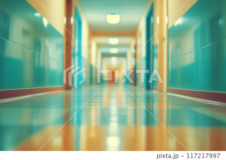 長い廊下のぼやけた背景　AI生成画像 117217997