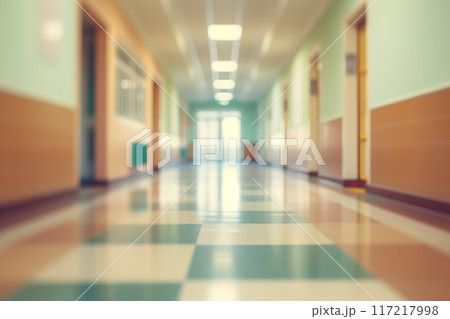 長い廊下のぼやけた背景　AI生成画像 117217998