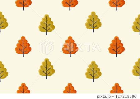 Autumn tree. Seamless pattern. Vector flat illustration 117218596