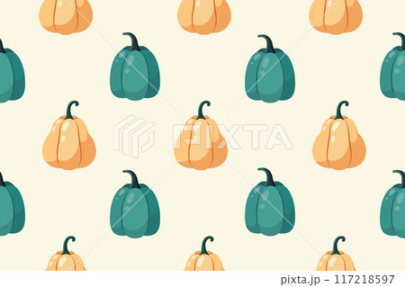 Seamless pattern ripe pumpkin. Vector illustration 117218597