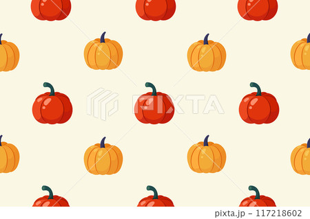 Seamless pattern ripe pumpkin. Vector illustration 117218602
