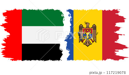 Moldova and United Arab Emirates grunge flags connection vector 117219078