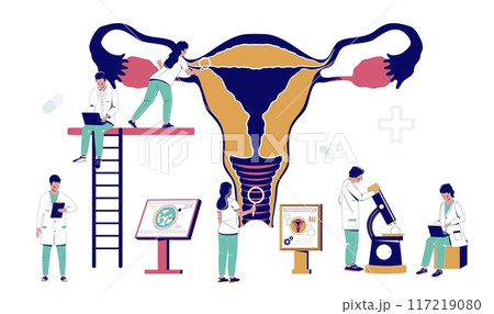 Gynecology doctor team providing woman health checkup 117219080