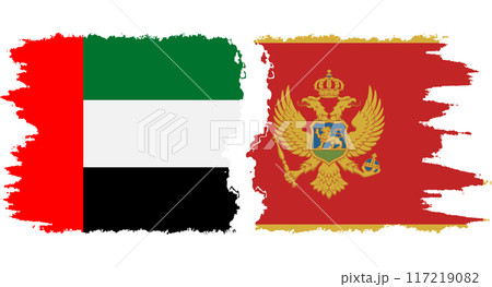 Montenegro and United Arab Emirates grunge flags connection vector 117219082