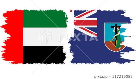 Montserrat and United Arab Emirates grunge flags connection vector 117219083