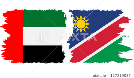 Namibia and United Arab Emirates grunge flags connection vector 117219087