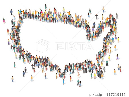 People crowd standing in shape of usa county vector illustration People crowd standing in shape of usa county vector illustration 117219113