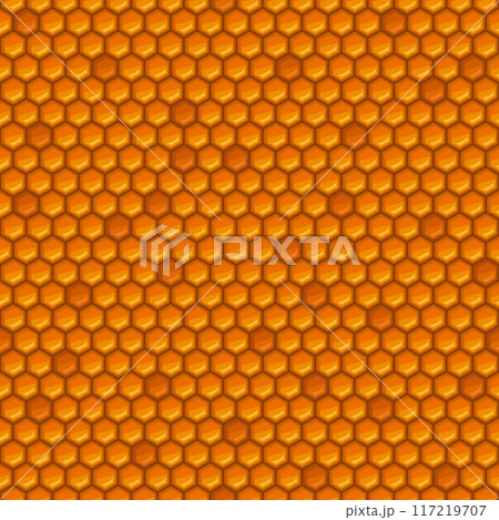 Honeycomb Seamless Pattern with Honey and Combs. Vector Honeycomb Seamless Pattern with Honey and Combs. Vector 117219707