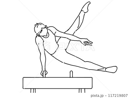 オリンピックであん馬の演技をする男子体操選手 117219807