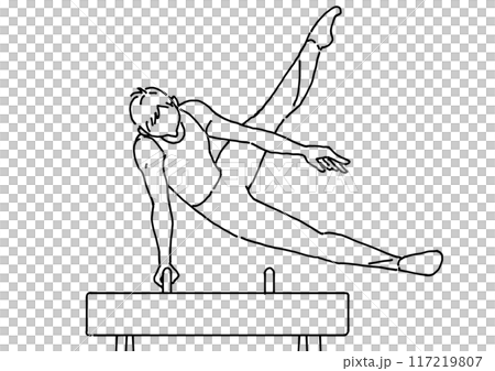 オリンピックであん馬の演技をする男子体操選手 117219807