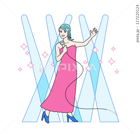 ステージで歌唱する女性のイラスト エンターテイナー ステージで歌唱する女性のイラスト エンターテイナー 117220124