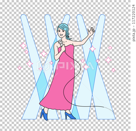 ステージで歌唱する女性のイラスト エンターテイナー ステージで歌唱する女性のイラスト エンターテイナー 117220124
