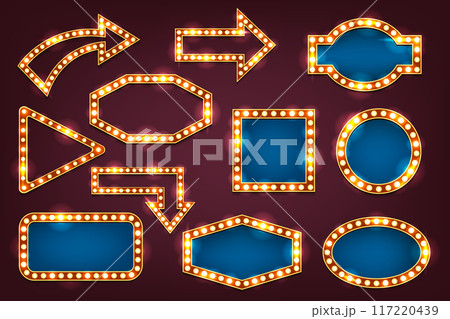 Set of retro sign and arrows. Vector lightbox 117220439