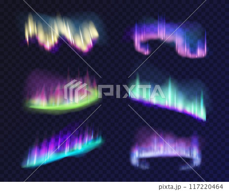 Set of polar light or north glowing effect. Vector 117220464