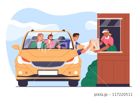 Food take out or takeaway. Vector drive through Food take out or takeaway. Vector drive through 117220511