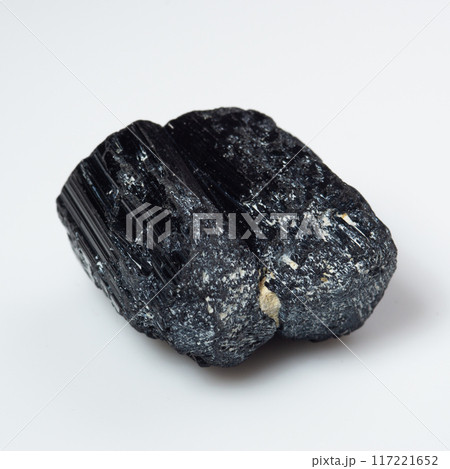 natural black tourmaline scherl on the white background 117221652