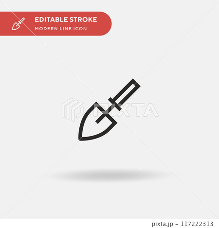 Shovel Simple vector icon. Illustration symbol design template for web mobile UI element. Perfect color modern pictogram on editable stroke. Shovel icons for your business project Shovel Simple vector icon. Illustration symbol design template for web mobile UI element. Perfect color modern pictogram on editable stroke. Shovel icons for your business project 117222313
