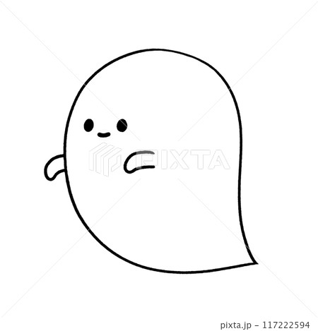 白黒 横むきのおばけのイラスト素材 [117222594] - PIXTA