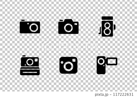 Vector icon set of various types of cameras 117222631