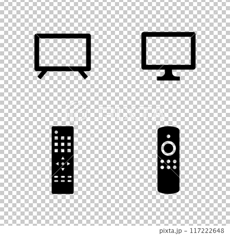 テレビとリモコンのベクターアイコンセット 117222648
