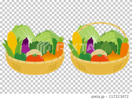 野菜の入った小さめの籠のイラストのセット 117223072