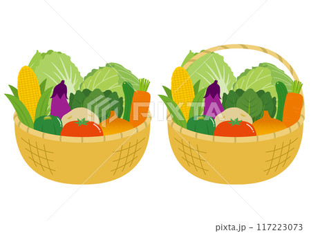 野菜の入った大きな籠のイラストのセット 117223073