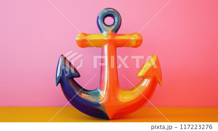 This stylish anchor design showcases a vibrant array of bright colors 117223276