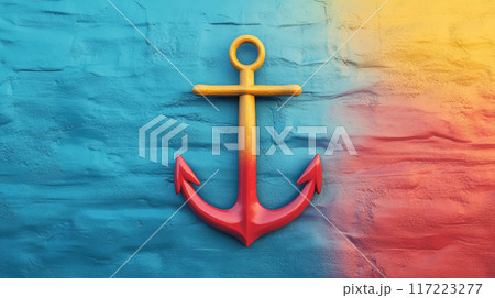 This stylish anchor design showcases a vibrant array of bright colors 117223277