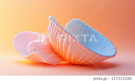 Stylish Pastel Shells on a Soft and Serene Background for Aesthetic Appeal and Design 117223280