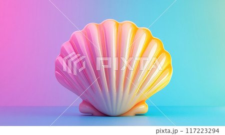 Stylish Pastel Shell on a Soft and Serene Background for Aesthetic Appeal and Design 117223294