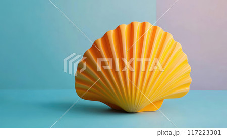 Stylish Pastel Shell on a Soft and Serene Background for Aesthetic Appeal and Design 117223301