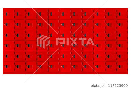 Red locker box or gym locker inside the room Red locker box or gym locker inside the room 117223909