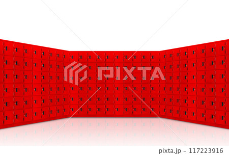 Red locker box or gym locker inside the room 117223916