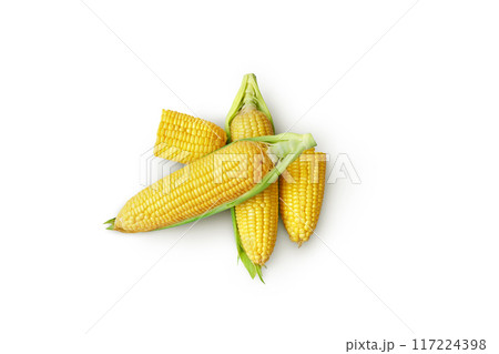 Corn isolated on white background. Top view. 117224398