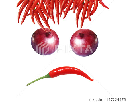 Funny fantasy character made of fresh vegetables on isolated background 117224476