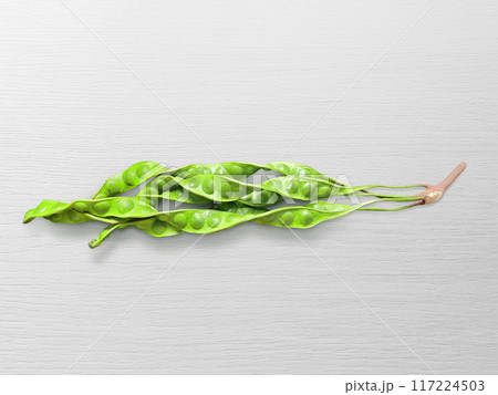 Petai or bitter beans or stinky beans on white wooden table background 117224503