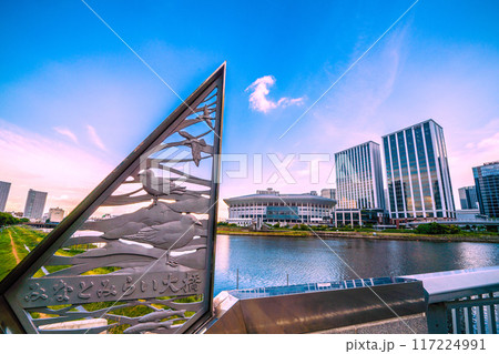 日本の横浜都市景観 みなとみらい大橋からみなとみらいのKアリーナなどを望む=令和6年8月7日 日本の横浜都市景観 みなとみらい大橋からみなとみらいのKアリーナなどを望む=令和6年8月7日 117224991