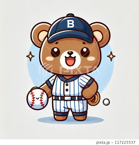【手描き】　くま　トールペイント　野球 野球ユニフォーム（くまさん）のイラスト素材 [117225537] - PIXTA