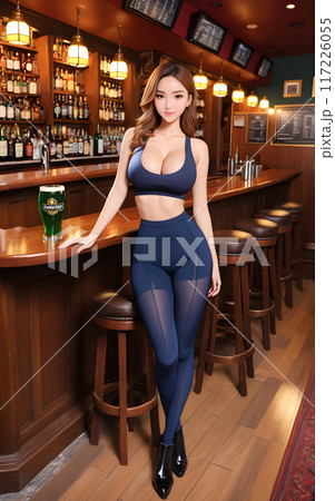 バーでポーズをとるダンサー 117226055