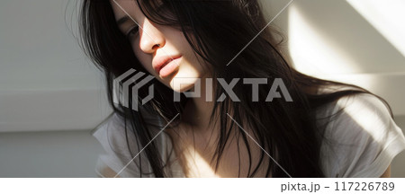Sensual Black-Haired Model with Soft Skin Sensual Black-Haired Model with Soft Skin 117226789